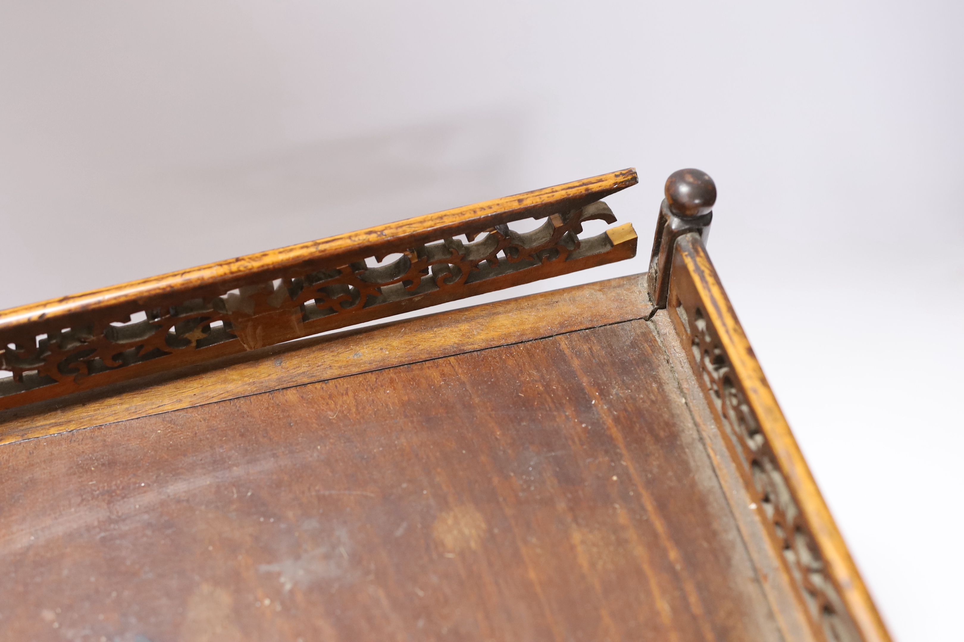 A calligrapher’s box with bone inlay and three fitted drawers, 34cm in length